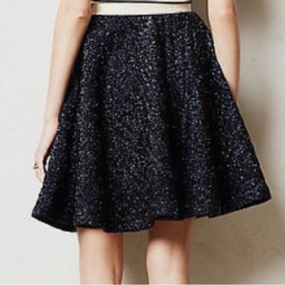 Anthropologie Hello By Jourden Sparkle Skirt A-line Black Party Size 12 L Large.